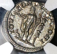 218 NGC AU Elagabalus Roman Empire Denarius Jupiter Thunderbolt 5/5 5/5 (25100804C)