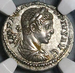 218 NGC AU Elagabalus Denarius Roman Empire Libertas Liberty Pileus (23060302C)
