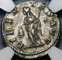 218 NGC AU Elagabalus Denarius Roman Empire Libertas Liberty Pileus (23060302C)