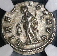 218 NGC AU Elagabalus Denarius Roman Empire Libertas Liberty Pileus (23060302C)