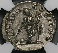 219 NGC Ch XF Elagabalus Denarius Roman Empire Providentia Cuirassed Variant (24032401C)