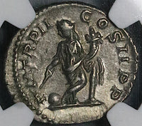 219 NGC Ch XF Elagabalus Denarius Roman Empire Providentia Cuirassed Variant (24032401C)