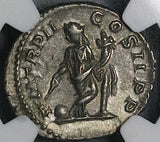 219 NGC Ch XF Elagabalus Denarius Roman Empire Providentia Cuirassed Variant (24032401C)