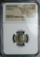219 NGC Ch XF Elagabalus Denarius Roman Empire Providentia Cuirassed Variant (24032401C)
