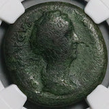 141 NGC Gen Faustina Sr Roman Empire Postumous AE As Pietas (26050902C)