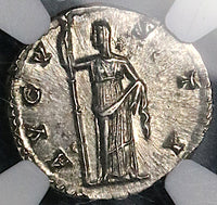 151 NGC Ch AU Faustina Sr Roman Empire Denarius Ceres Posthumous 5/5 5/5 (25042703C)