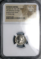 151 NGC Ch AU Faustina Sr Roman Empire Denarius Ceres Posthumous 5/5 5/5 (25042703C)