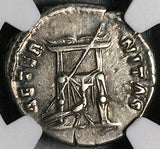 138 NGC VF Faustina Sr Roman Empire Posthumous Denarius Throne Peacock (25012704C)