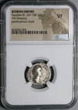 138 NGC VF Faustina Sr Roman Empire Posthumous Denarius Throne Peacock (25012704C)