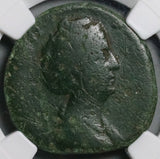 141 NGC Gen Faustina Sr Roman Empire Postumous AE Sestertius Pietas (26050903C)