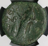 141 NGC Gen Faustina Sr Roman Empire Postumous AE Sestertius Pietas (26050903C)