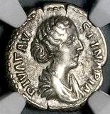176 NGC Ch VF Faustina Jr Roman Empire Denarius Death Altar Marcus Aurelius (26070601C)