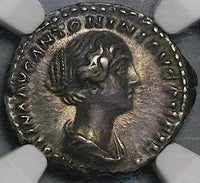 145 NGC Ch XF Faustina Jr Roman Empire Denarius Wife Marcus Aurelius Concordia (24120303C)