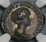 145 NGC Ch XF Faustina Jr Roman Empire Denarius Wife Marcus Aurelius Concordia (24120303C)
