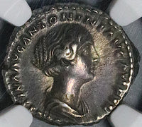 145 NGC Ch XF Faustina Jr Roman Empire Denarius Wife Marcus Aurelius Concordia (24120303C)