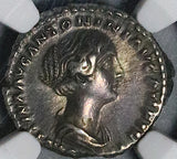 145 NGC Ch XF Faustina Jr Roman Empire Denarius Wife Marcus Aurelius Concordia (24120303C)