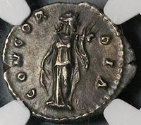 145 NGC Ch XF Faustina Jr Roman Empire Denarius Wife Marcus Aurelius Concordia (24120303C)