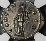 145 NGC Ch XF Faustina Jr Roman Empire Denarius Wife Marcus Aurelius Concordia (24120303C)