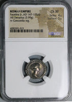 145 NGC Ch XF Faustina Jr Roman Empire Denarius Wife Marcus Aurelius Concordia (24120303C)