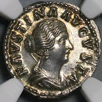 160 NGC Ch AU Faustina Jr Roman Empire Denarius Fecunditas Children Fertility (24101205C)