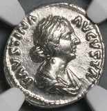 161 NGC Ch VF Faustina Jr Roman Empire Denarius Fecunditas Child Fertility (26072601C)