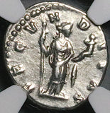 161 NGC Ch VF Faustina Jr Roman Empire Denarius Fecunditas Child Fertility (26072601C)