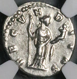161 NGC Ch VF Faustina Jr Roman Empire Denarius Fecunditas Child Fertility (26072601C)