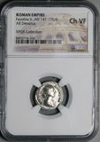 161 NGC Ch VF Faustina Jr Roman Empire Denarius Fecunditas Child Fertility (26072601C)