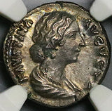 161 NGC Ch AU Faustina Jr Roman Empire Denarius Marcus Aurelius Hilaritas (25112803C)