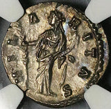 161 NGC Ch AU Faustina Jr Roman Empire Denarius Marcus Aurelius Hilaritas (25112803C)