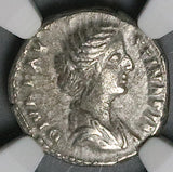 176 NGC Ch VF Faustina Jr Roman Empire Denarius Moon 7 Stars Diva Posthumous (26051701C)