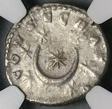176 NGC Ch VF Faustina Jr Roman Empire Denarius Moon 7 Stars Diva Posthumous (26051701C)