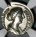 176 NGC Ch VF Faustina Jr Roman Empire Denarius Peacock Posthumous Marcus Aurelius (26070602C)