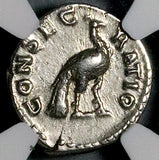 176 NGC Ch VF Faustina Jr Roman Empire Denarius Peacock Posthumous Marcus Aurelius (26070602C)