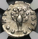 176 NGC Ch VF Faustina Jr Roman Empire Denarius Peacock Marcus Aurelius (26072603C)