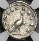 176 NGC VF Faustina Jr Roman Empire Denarius Peacock Marcus Aurelius (26072602C)