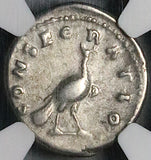 176 NGC VF Faustina Jr Roman Empire Denarius Peacock Marcus Aurelius (26072602C)