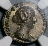 148 NGC AU Faustina Jr Roman Empire Denarius Pudicitia Marcus Aurelius (26060902C)
