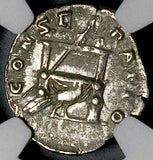 176 NGC Ch VF Faustina Jr Roman Emp Denarius Peacock Throne Posthumous Marcus Aurelius (26070603C)
