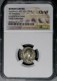 176 NGC Ch VF Faustina Jr Roman Emp Denarius Peacock Throne Posthumous Marcus Aurelius (26070603C)