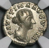 161 NGC VF Faustina Jr Roman Empire Denarius Baby Commodus on Throne (26051202C)