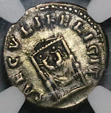 161 NGC VF Faustina Jr Roman Empire Denarius Baby Commodus on Throne (23121401C)