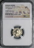 161 NGC VF Faustina Jr Roman Empire Denarius Baby Commodus on Throne (26051202C)