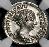 148 NGC AU Faustina Jr Roman Empire Denarius Venus Dolphin Marcus Aurelius (26060901C)
