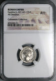 148 NGC AU Faustina Jr Roman Empire Denarius Venus Dolphin Marcus Aurelius (26060901C)