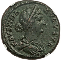 161 NGC Ch XF Faustina Jr Roman Empire Sestertius Baby Commodus Throne (24081706C)