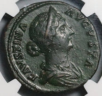161 NGC Ch XF Faustina Jr Roman Empire Sestertius Baby Commodus Throne (24081706C)