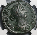 161 NGC Ch XF Faustina Jr Roman Empire Sestertius Baby Commodus Throne (24081706C)