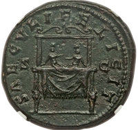 161 NGC Ch XF Faustina Jr Roman Empire Sestertius Baby Commodus Throne (24081706C)