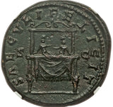 161 NGC Ch XF Faustina Jr Roman Empire Sestertius Baby Commodus Throne (24081706C)